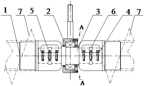 螺旋輸送機快拆卸吊軸承連接裝置向視圖